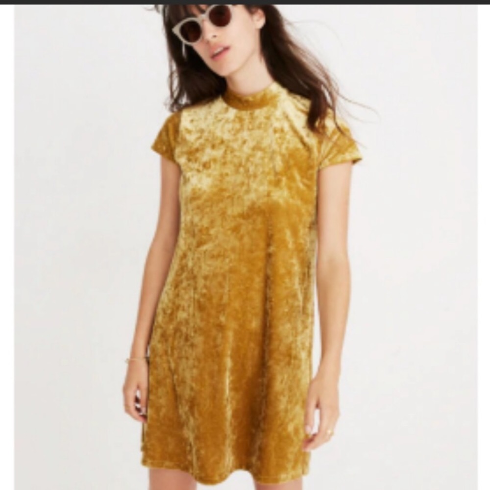Madewell Crushed Velvet Mockneck Dress